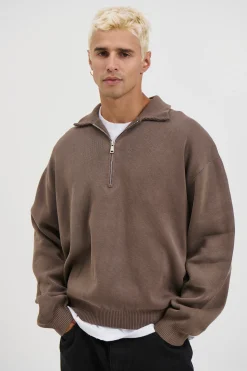 Calin Zip Up Knit Choc