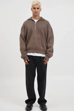 Calin Zip Up Knit Choc