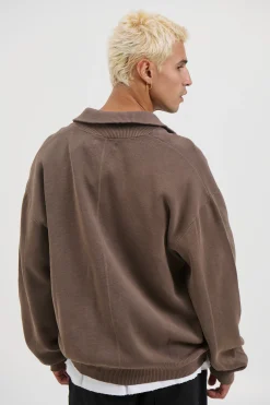 Calin Zip Up Knit Choc