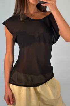 Camille Sheer Top Black