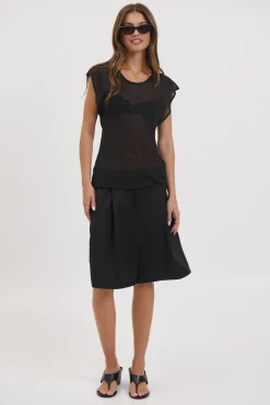 Camille Sheer Top Black