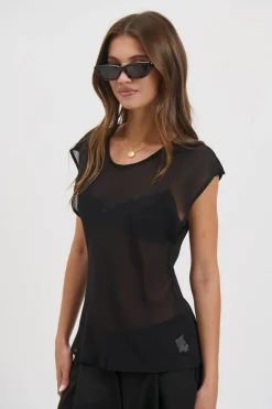 Camille Sheer Top Black