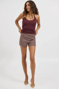 Carrie Mini Short Wine Stripe