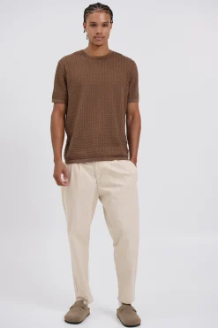 Carter Knitted Crew Tee Choc