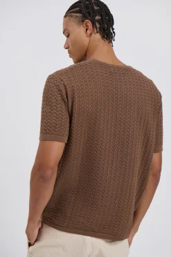 Carter Knitted Crew Tee Choc