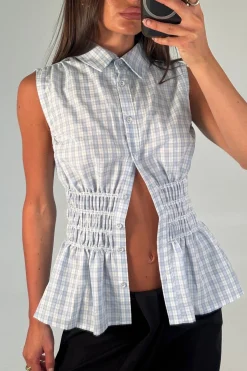 Charlotte Sleeveless Shirt Blue