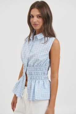 Charlotte Sleeveless Shirt Blue