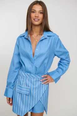Daria Layered Shirt Dress Blue