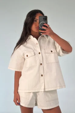 Delaney Denim Set White