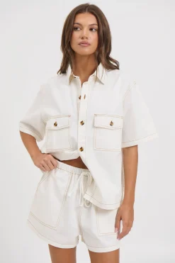 Delaney Denim Set White