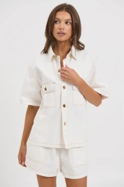 Delaney Denim Set White