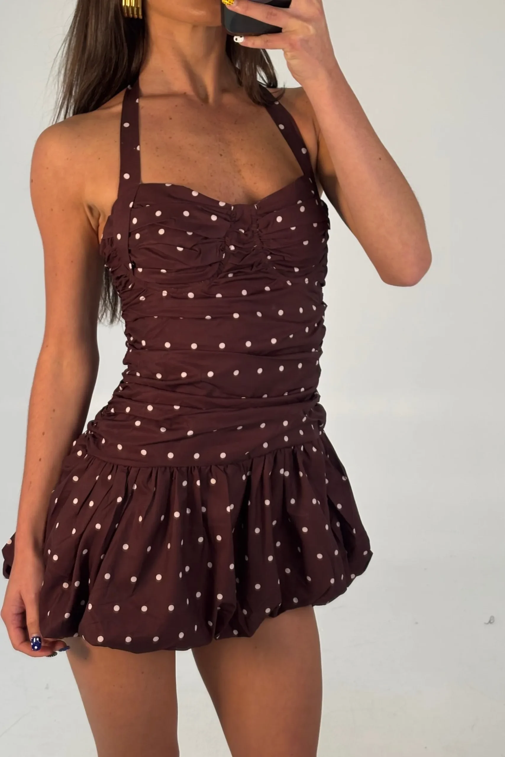 Delilah Mini Dress Chocolate