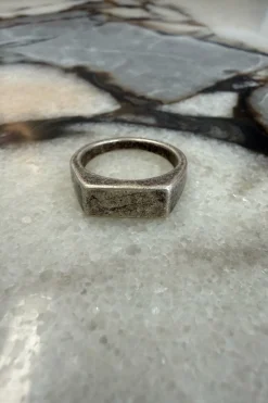 Distressed Signet Ring Antique Silver
