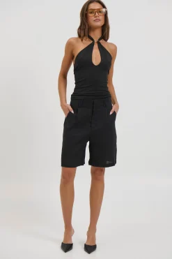 Dora Linen Short Black