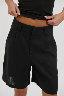 Dora Linen Short Black