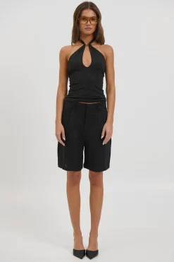 Dora Linen Short Black
