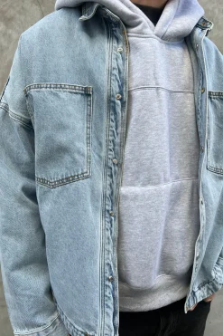 Drop Shoulder Denim Shirt Ocean