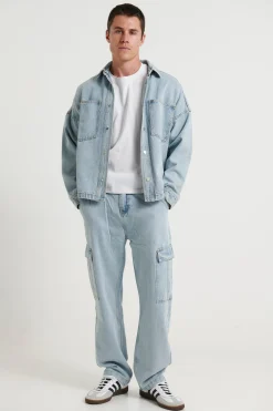 Drop Shoulder Denim Shirt Ocean