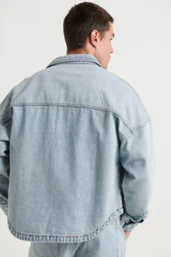 Drop Shoulder Denim Shirt Ocean