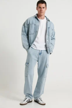 Drop Shoulder Denim Shirt Ocean