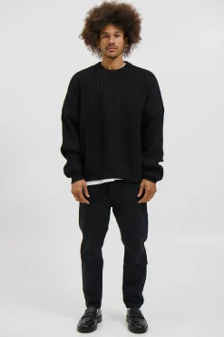 Drop Sleeve Heavy Knit Black