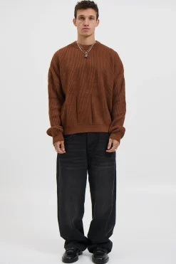 Drop Sleeve Heavy Knit Choc