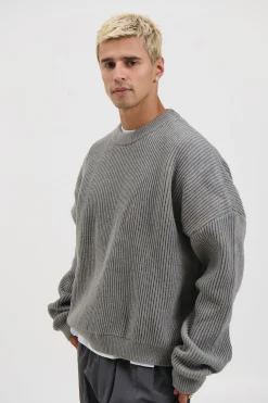 Drop Sleeve Heavy Knit Light Grey