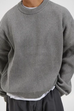 Drop Sleeve Heavy Knit Light Grey