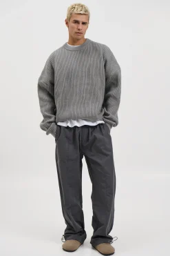 Drop Sleeve Heavy Knit Light Grey