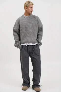 Drop Sleeve Heavy Knit Light Grey