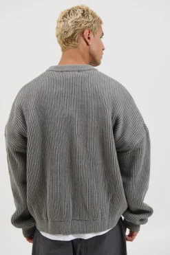 Drop Sleeve Heavy Knit Light Grey
