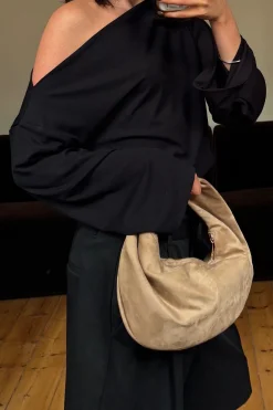 Elena Handle Bag Stone Suede