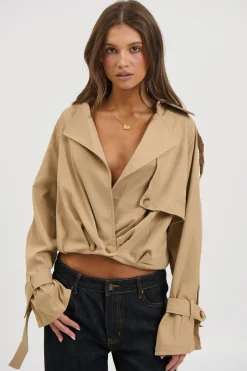 Elvira Cropped Trench Beige