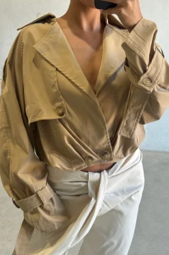 Elvira Cropped Trench Beige