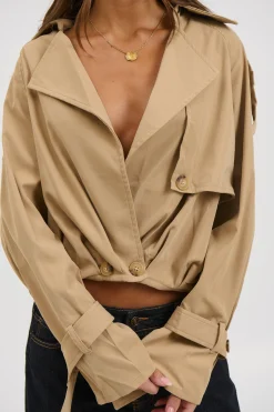 Elvira Cropped Trench Beige