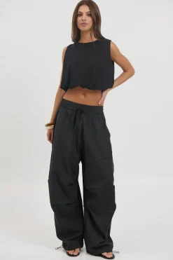 Emily Bubble Hem Top Black