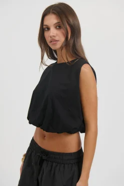 Emily Bubble Hem Top Black