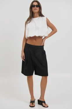 Emily Bubble Hem Top White