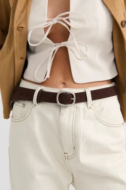 Espresso Genuine Suede Belt Brown