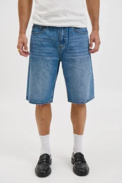 Flint Baggy Denim Jort Mid Blue