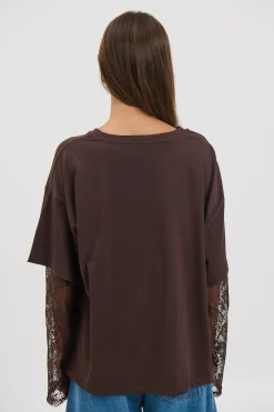 Francesca Lace Tee Chocolate