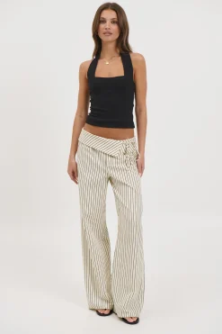 Gemma Pant Beige Stripe