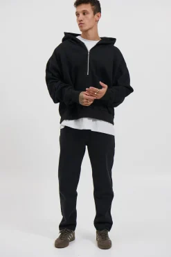 Half Zip Heavyweight Hood Black
