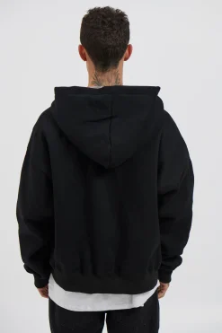 Half Zip Heavyweight Hood Black