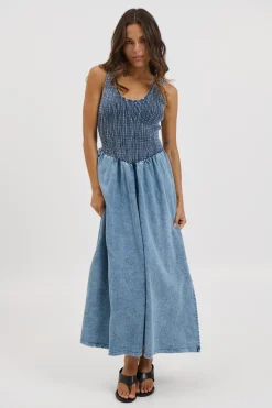 Hattie Maxi Dress Denim Blue