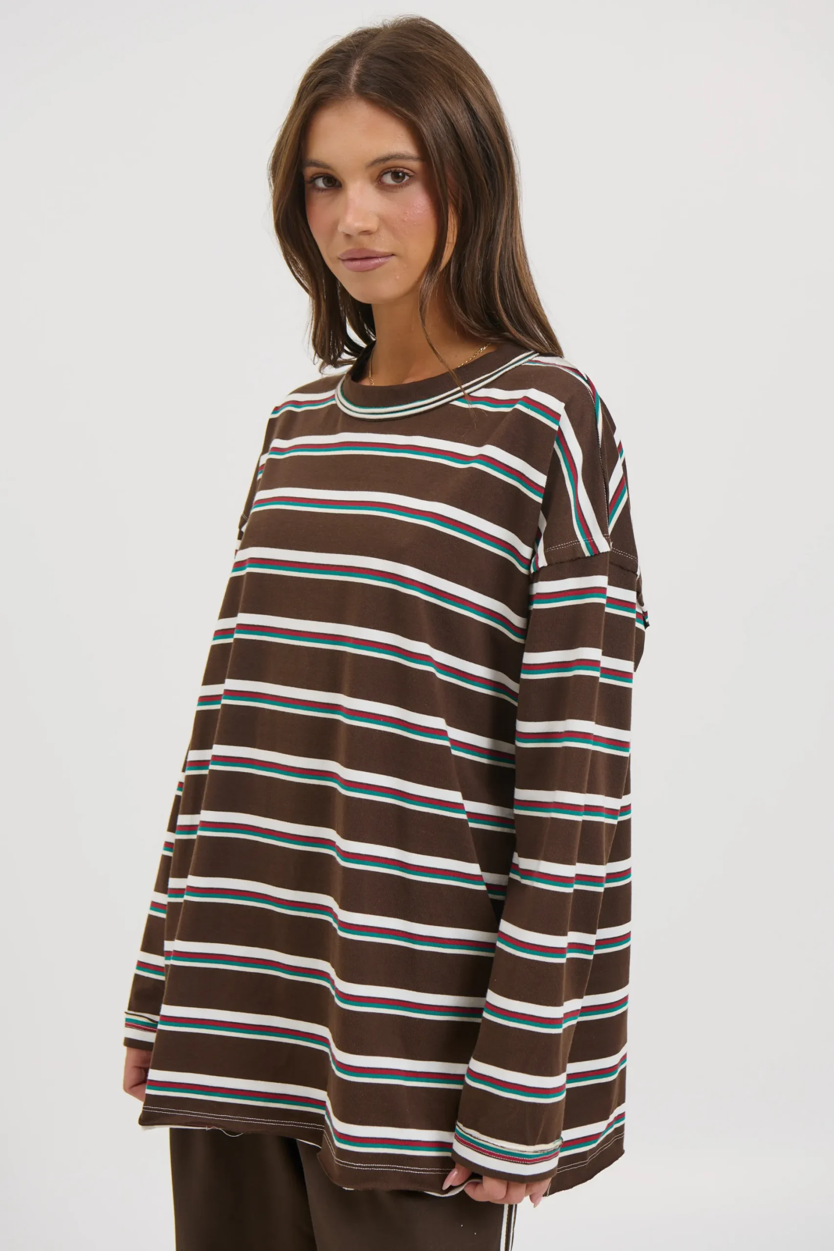 Horizon Long Sleeve Dark Chocolate Stripe