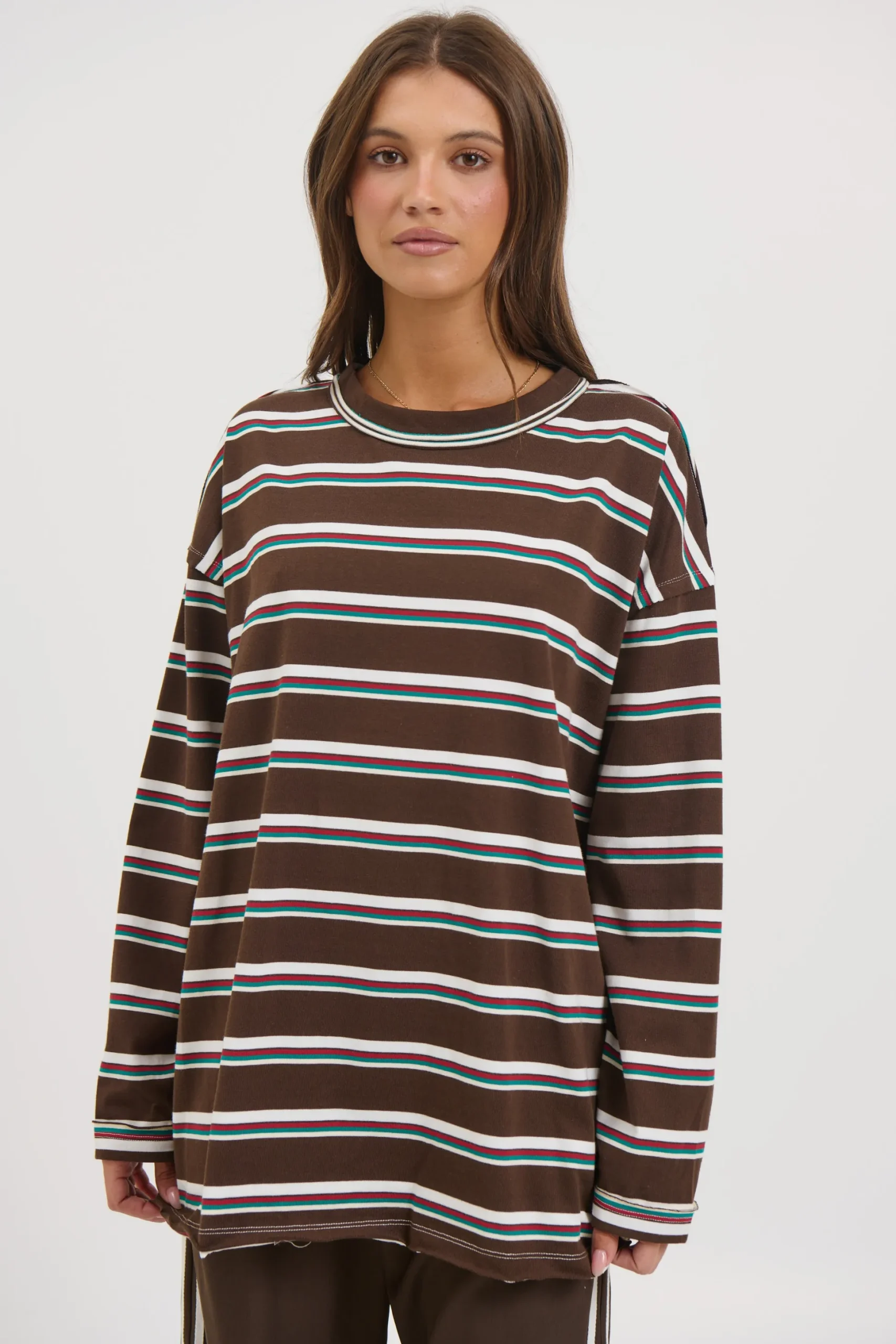 Horizon Long Sleeve Dark Chocolate Stripe