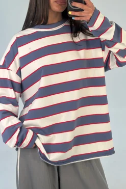 Horizon Long Sleeve Dusty Blue Stripe