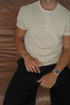 Horizontal Rib Knit Tee Oat