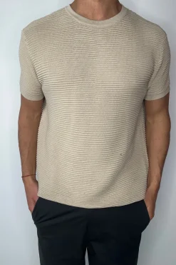 Horizontal Rib Knit Tee Oat